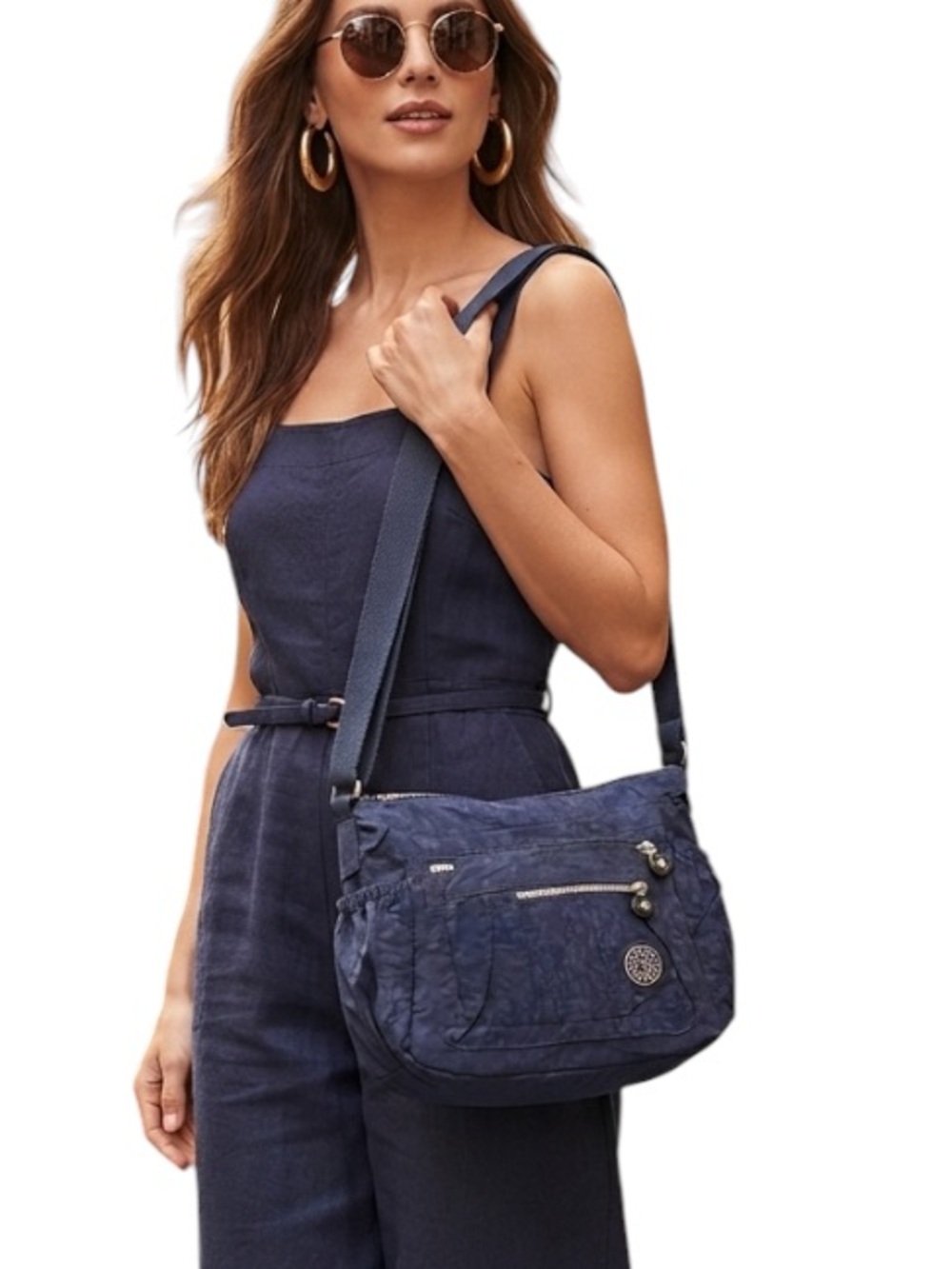Zhuoku Navy Crossbody Shoulder Bag with Front Zip Pocket new without tag